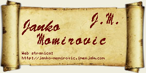Janko Momirović vizit kartica
